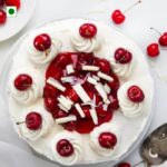 Cream Round Shape White Forest Cake - Image 4
