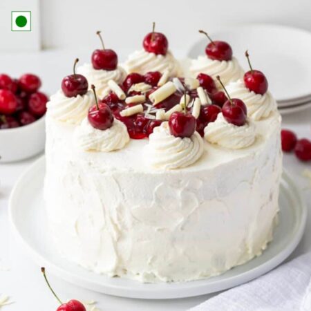 Cream Round Shape White Forest Cake