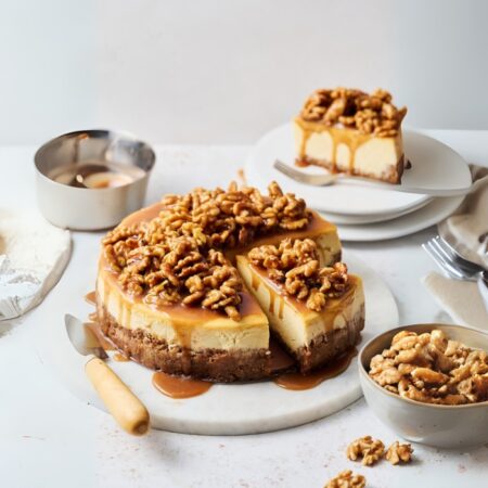 Crunchy Caramel Walnut Cake