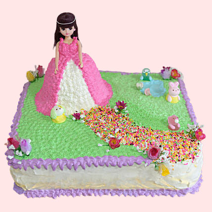 Floral Path Pineapple Barbie Cake
