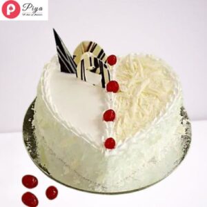 Heart Shaped White Forest Cake