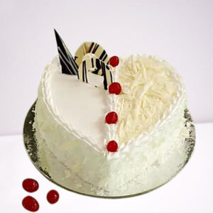 Heart Shaped White Forest Cake