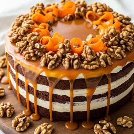 Heavenly Caramel Carrot Walnut Cake