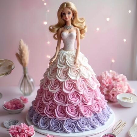 Rosy Vanilla Barbie Cake