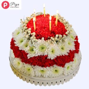 Splendid-Red-and-White-Floral-Cake