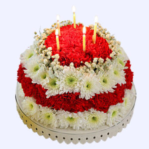 Splendid Red and White Floral Cake
