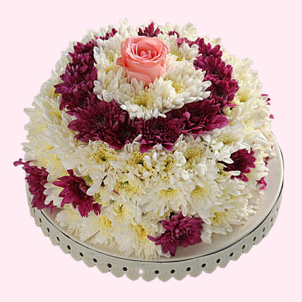 White and Purple Daisy Floral Cake