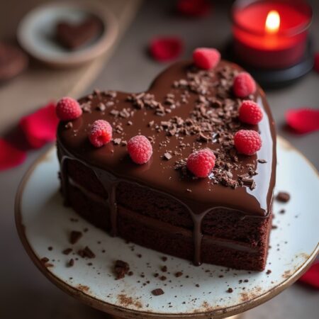 Delicious Heart Shaped Truffle Cake