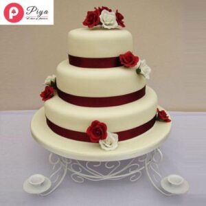 Flowery-Truffle-Fondant-3-Tier-Cake