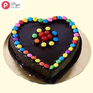 Heart-Shaped-With-Gems-Truffle-Cake