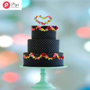 Pretty black engagement cake