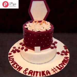 Red velvet engagement cake