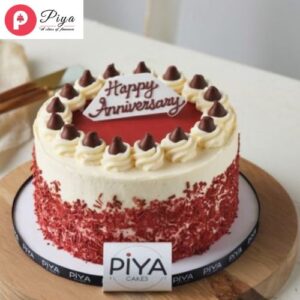 Tempting Red Velvet Anniversary Cake