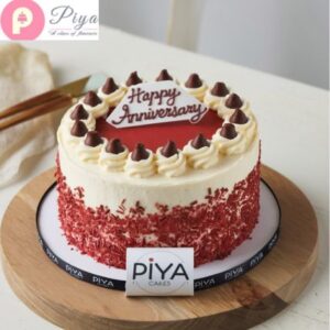 Tempting Red Velvet Anniversary Cake