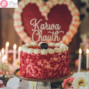 Karwa Chauth Desirable Red Velvet Cake