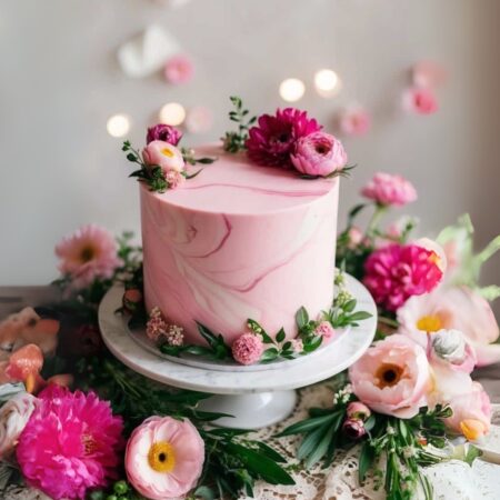 Pink Marble Effect Cake