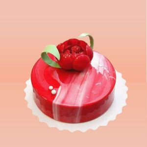 Mirror Glazed Red Velvet Cream Cake