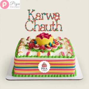 Square-Shaped Karwa Chauth Theme Cake