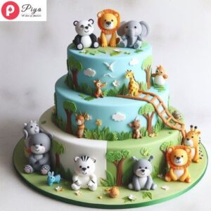 Animal Theme Birthday Cake