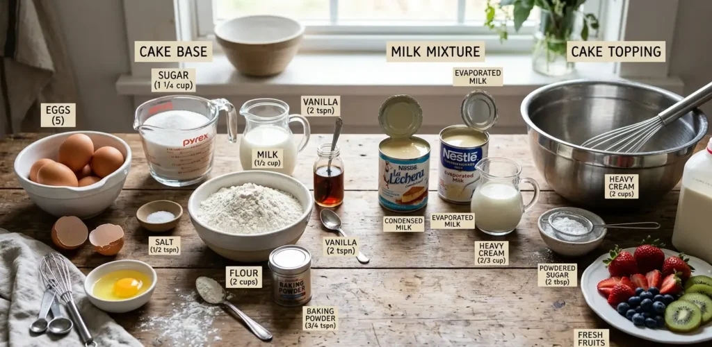 Easy Tres Leches Cake Recipe Ingredients