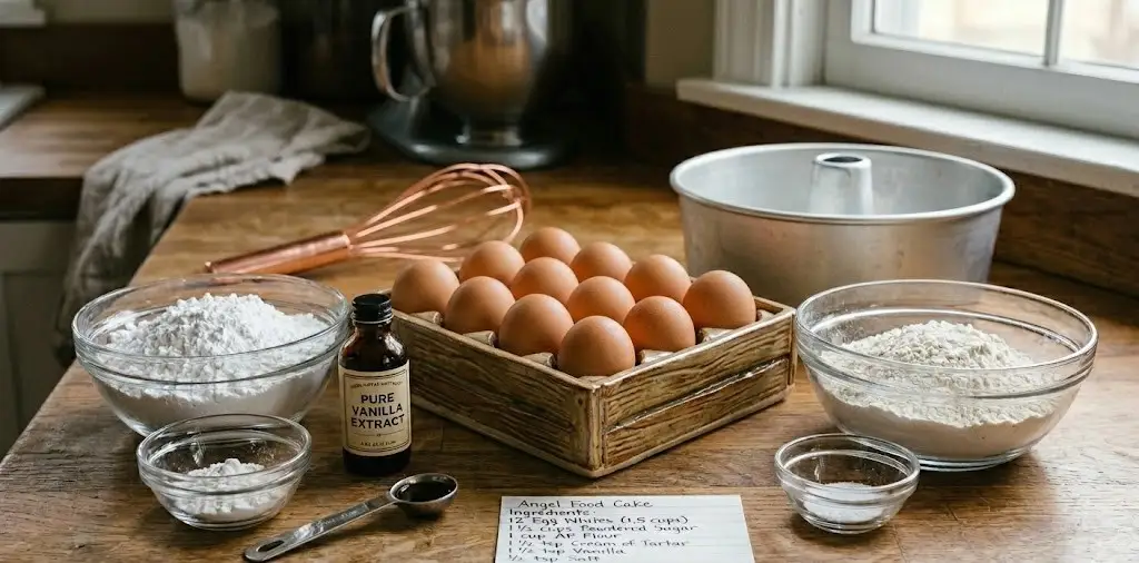Ingredients for Easy Homemade Angel Food Cake Recipe
